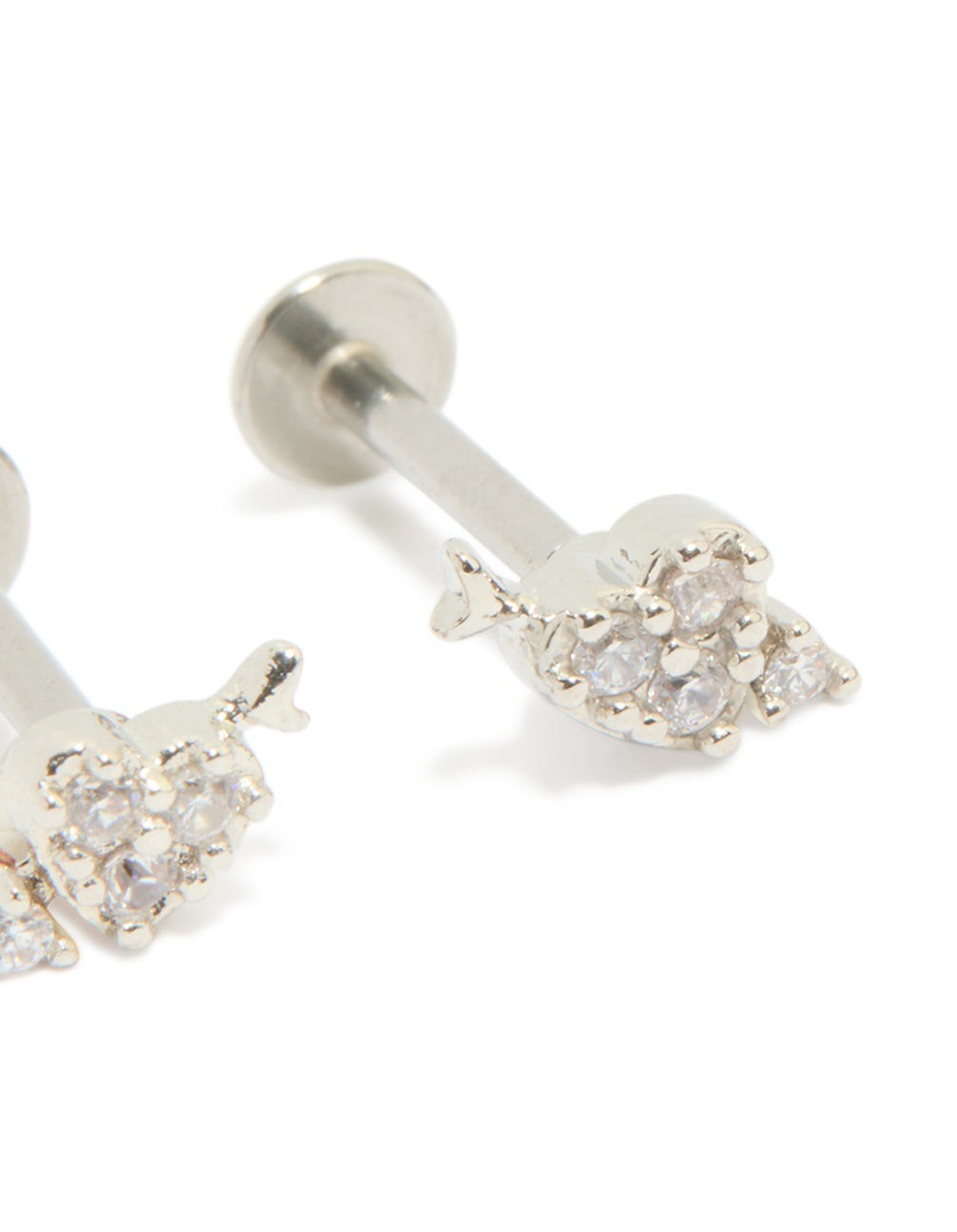 Surgical Steel Cubic Zirconia Arrow Heart Flat Back Studs