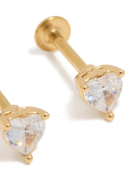 Gold Plated Surgical Steel Cubic Zirconia Heart Flat Back Studs - link has visual effect only