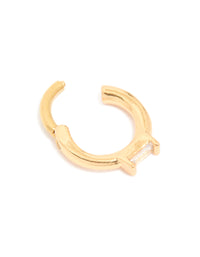 Gold Plated Surgical Steel Rectangle Cubic Zirconia Baguette Clicker Ring - link has visual effect only