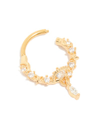 Gold Plated Surgical Steel Cubic Zirconia Planet Zirconia Drop Clicker Ring - link has visual effect only