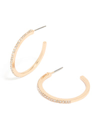 Gold Diamante Open Hoop Earrings - link has visual effect only