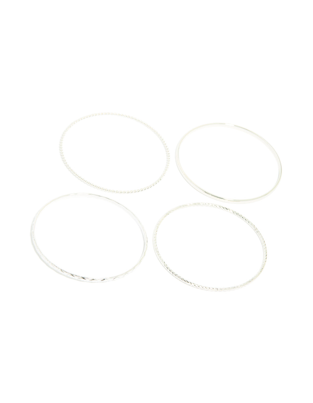 Silver Textured Bangles 4-Pack