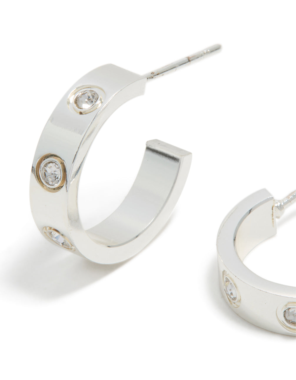 Waterproof Stainless Steel Square Cubic Zirconia Hoop Earrings