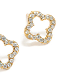 Waterproof Gold Plated Stainless Steel Cubic Zirconia Outline Flower Stud Earrings - link has visual effect only