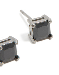 Mens Waterproof Stainless Steel Small Square Black Cubic Zirconia Stud Earrings - link has visual effect only