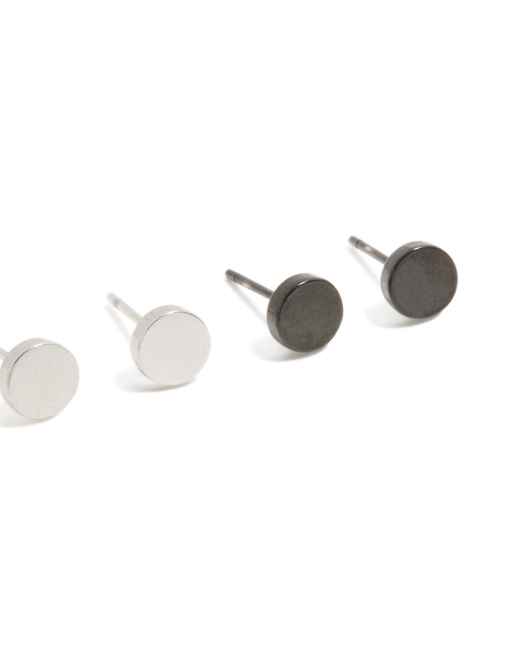 Mens Waterproof Mixed Plated Stainless Steel  Flat Stud Earrings 3-Pack