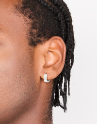 Mens Waterproof Stainless Steel Cubic Zirconia Huggie Earrings - link has visual effect only