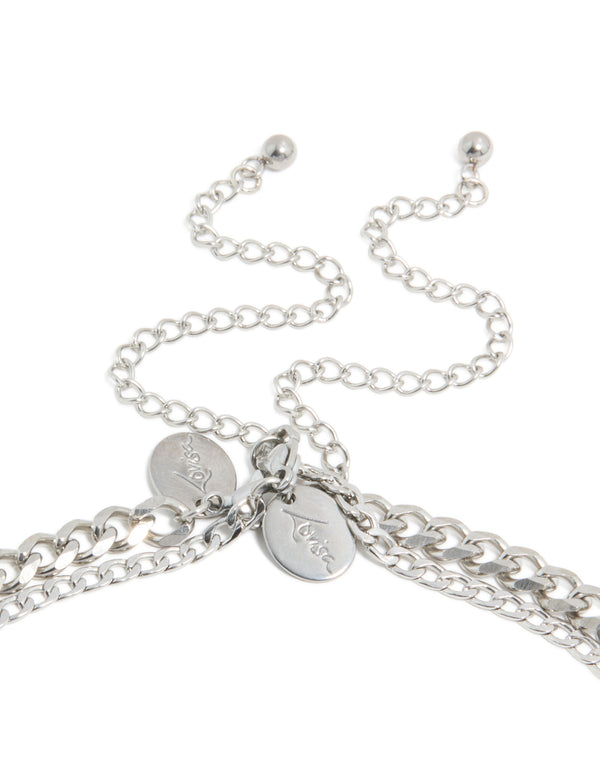 Mens Stainless Steel Mixed Chain Necklaces 2-Pack