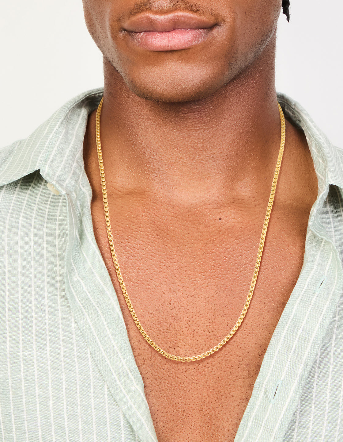 Mens Waterproof Gold Plated  Stainless Steel Mini Box Chain Necklace