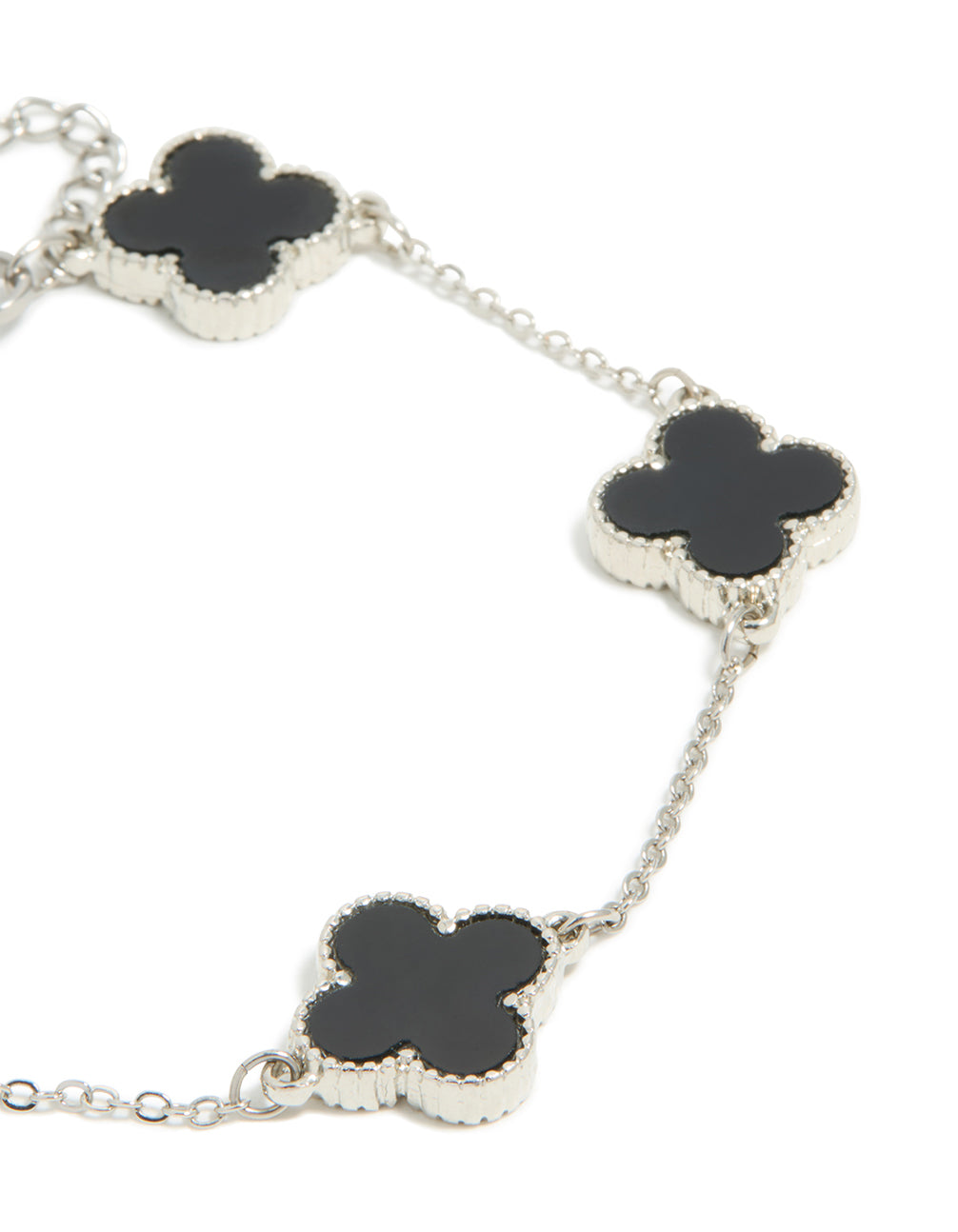 Mens Waterproof Stainless Steel Black Clovers Chain Bracelet