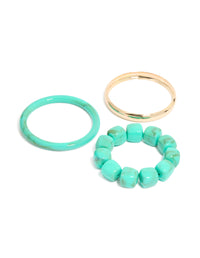 Gold & Turquoise Acrylic Bracelets 3-Pack - link has visual effect only