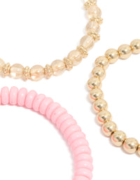 Gold & Pink Beaded Bracelets 5-Pack - link has visual effect only