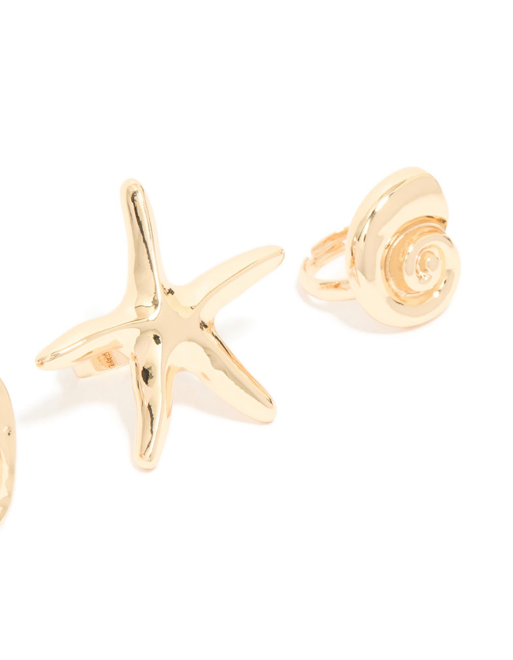 Gold Sea Life Large Rings 3-Pack