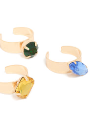 Gold Multicoloured Diamante Toe Rings 5-Pack - link has visual effect only