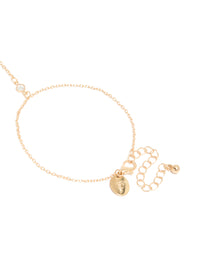 Gold Cross Pendant Hand Chain - link has visual effect only