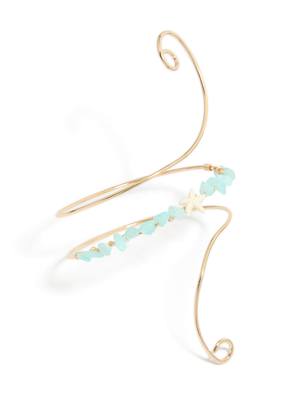Gold Turquoise Semi Precious Stones Arm Cuff