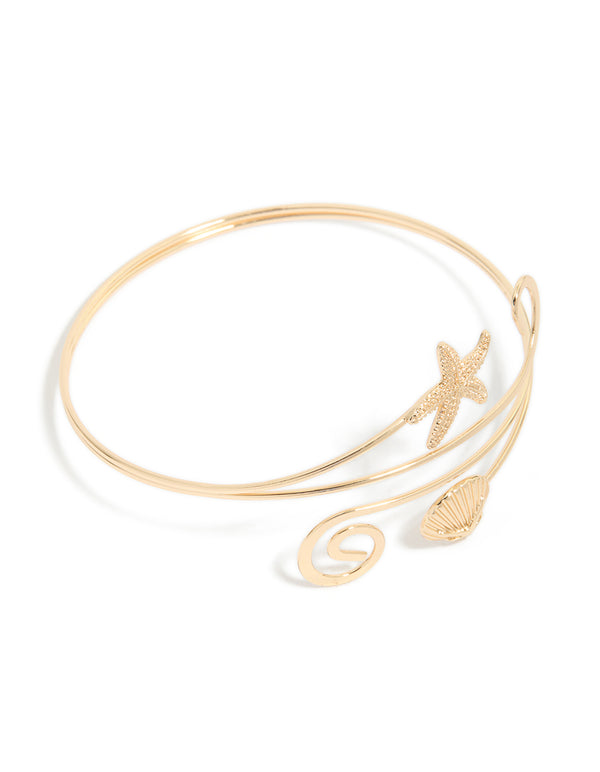Gold Starfish & Shell Arm Cuff