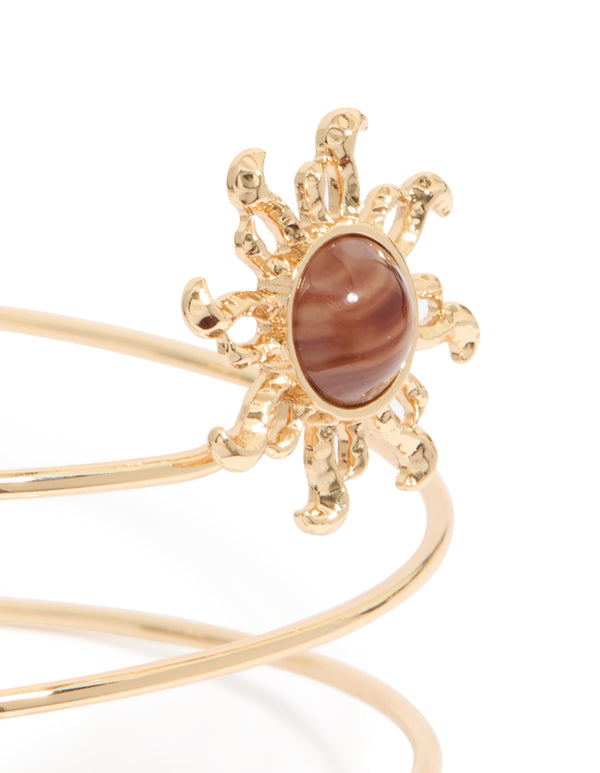Gold Sun & Swirl Arm Cuff