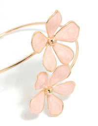 Gold Pink Enamel Flowers Arm Cuff - link has visual effect only