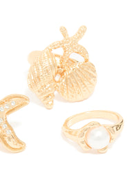 Gold Sea Life Rings 4-Pack - link has visual effect only