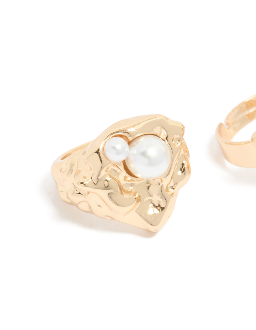Brushed Gold Stone Rings 3-Pack