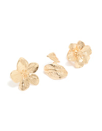 Gold Flower Rings 3-Pack - link has visual effect only