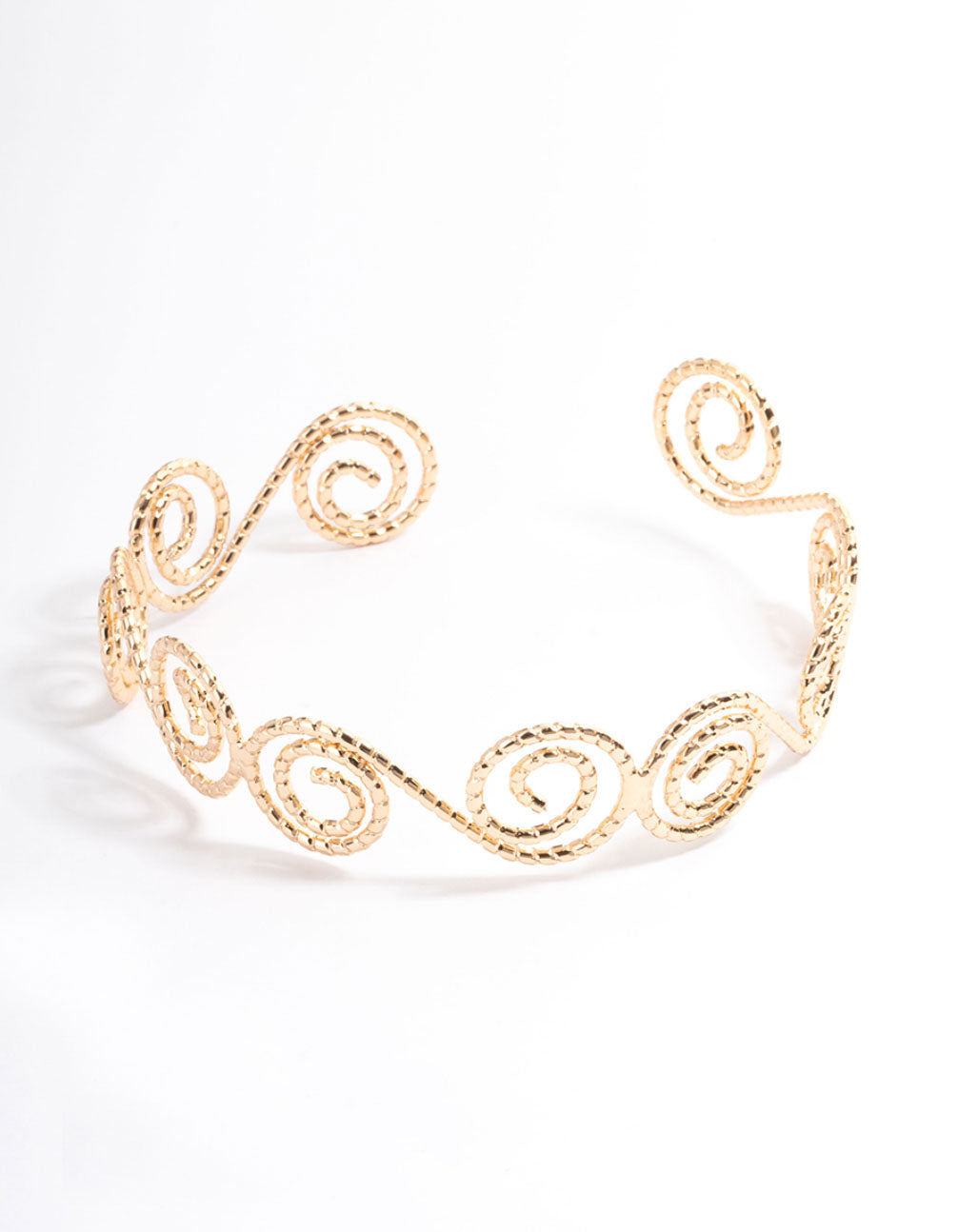 Gold Hammered Spiral Bangle Arm Cuff