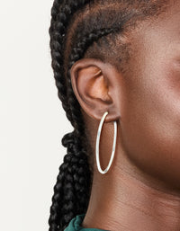 Silver Plated Large Thin Hoop Earrings - link has visual effect only