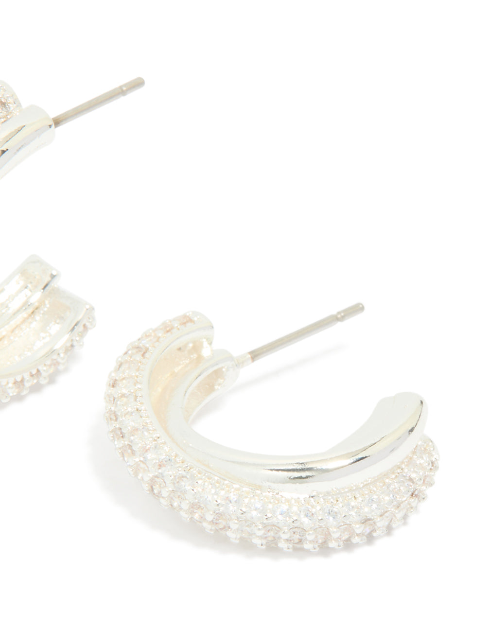 Silver Plated Cubic Zirconia Hoop Earrings