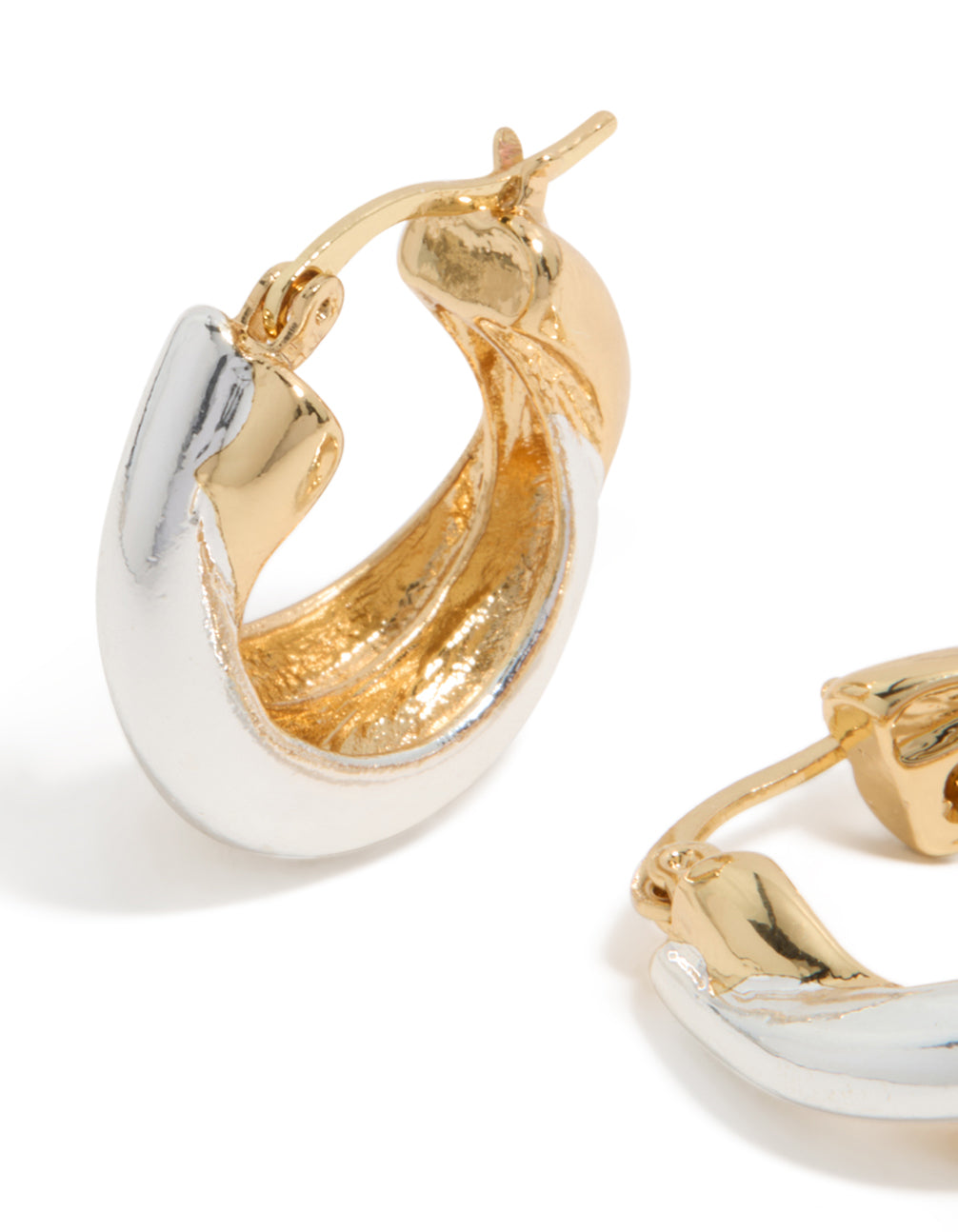 Mixed Metal Plated Crossover Hoop Earrings