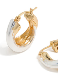 Mixed Metal Plated Crossover Hoop Earrings - link has visual effect only
