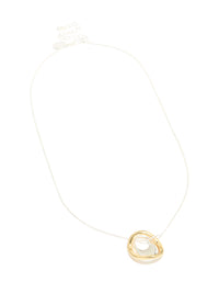 Mixed Metal Plated Organic Shape Pendant Necklace - link has visual effect only