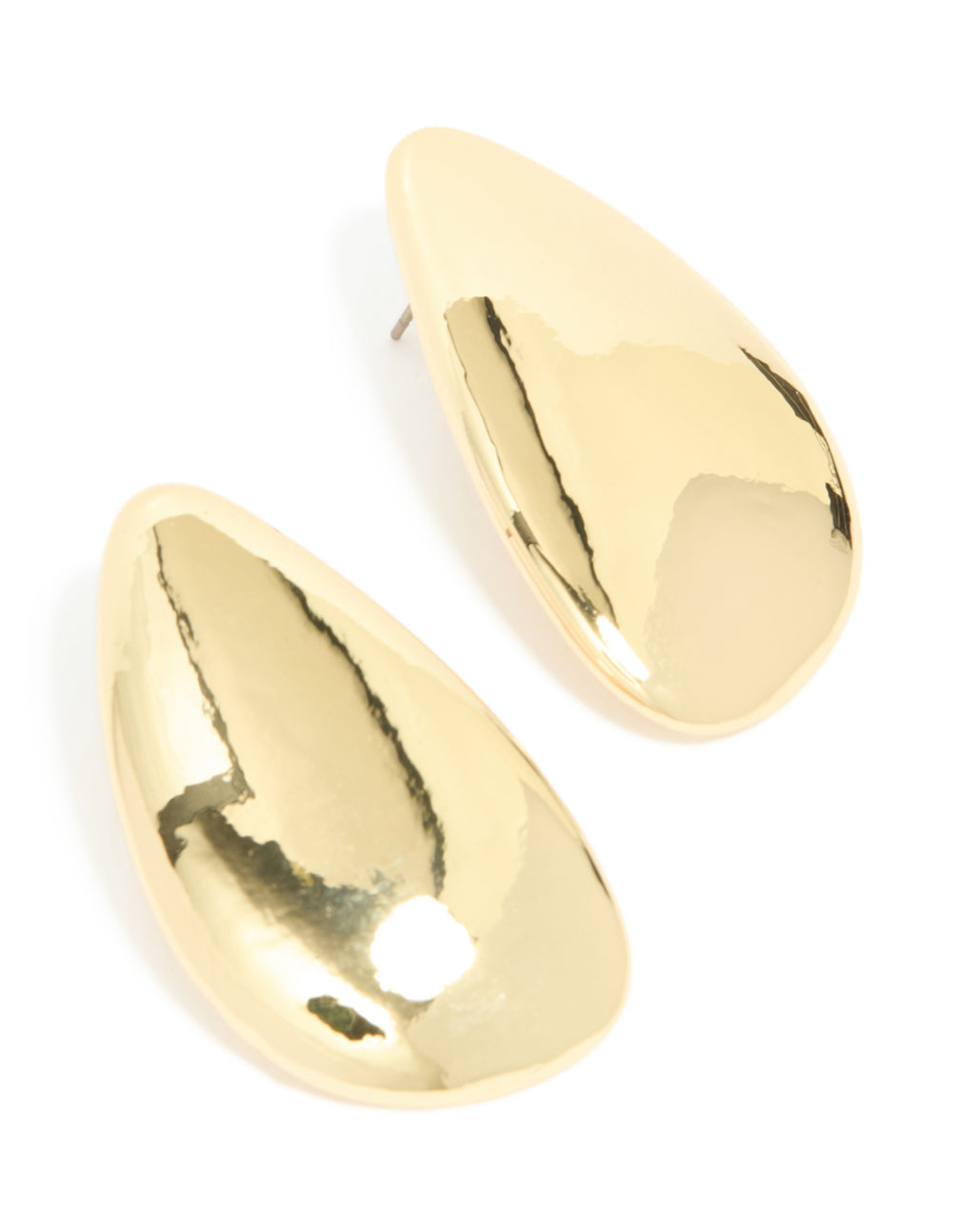 Gold Plated Organic Teardrop Statement Earrings