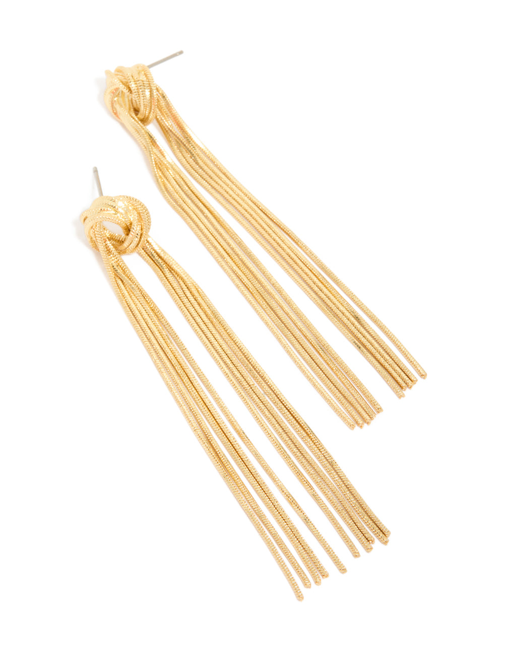Gold Plated Statement Fringe Knot Earrings