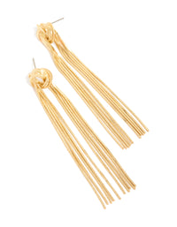 Gold Plated Statement Fringe Knot Earrings - link has visual effect only