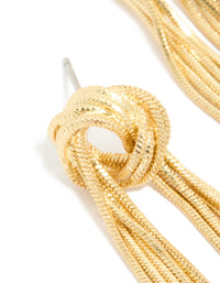 Gold Plated Statement Fringe Knot Earrings - link has visual effect only