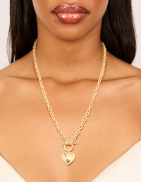 Gold Plated Heart Charm Necklace - link has visual effect only