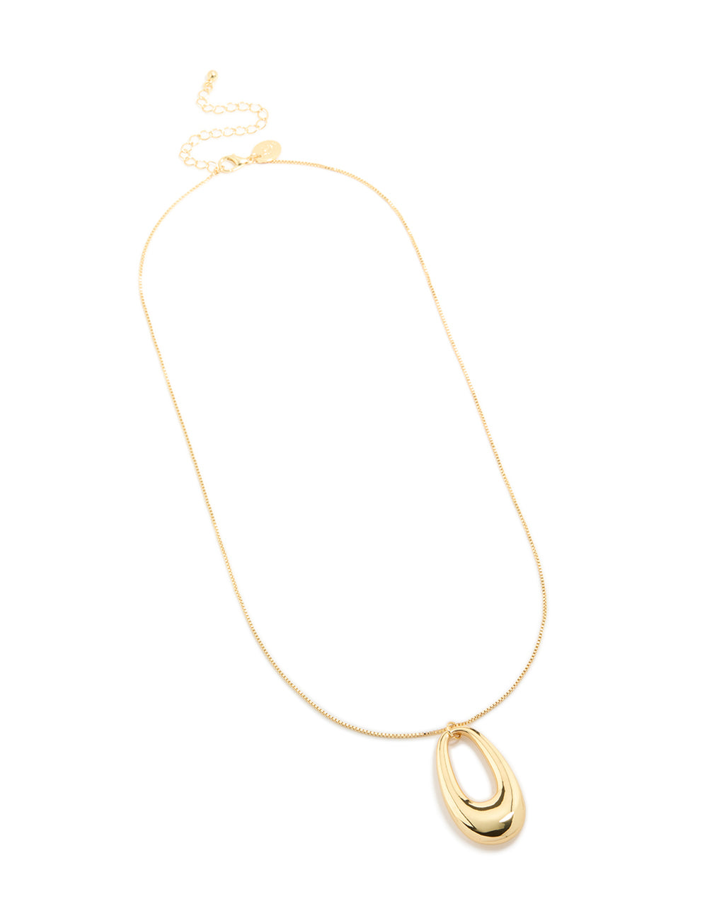 Gold Plated Modern Organic Pendant Statement Necklace