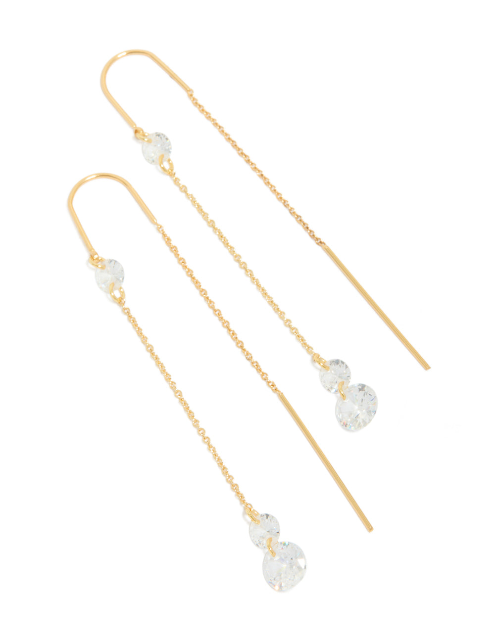 Gold Plated Cubic Zirconia Thread Through  Earrings