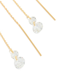 Gold Plated Cubic Zirconia Thread Through  Earrings - link has visual effect only