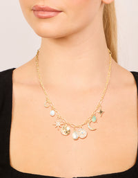 Gold Plated Celestial Charms Necklace - link has visual effect only