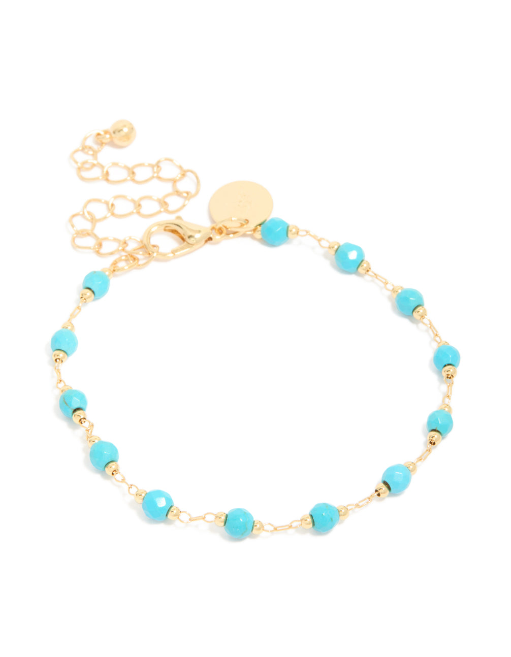 Gold Plated Turquoise Semi Precious Stone Bracelet