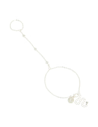 Silver Plated Cubic Zirconia Hand Chain - link has visual effect only