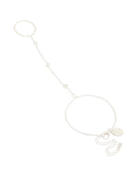 Silver Plated Cubic Zirconia Hand Chain - link has visual effect only