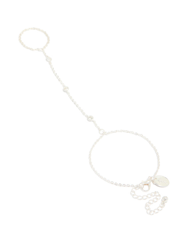 Silver Plated Cubic Zirconia Hand Chain