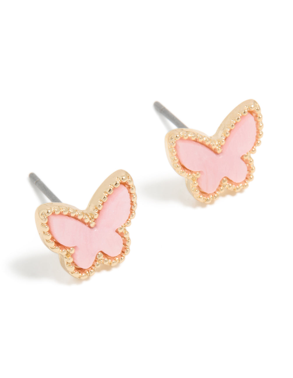 Gold Pink  Acrylic Butterfly Stud Earrings