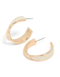 Gold Twisted White Marble Hoop Earrings - link has visual effect only