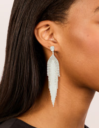 Silver Diamante Dazzle Chain Drop Earrings - link has visual effect only