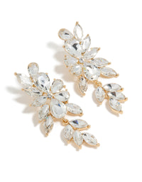 Gold Diamante Chunky Floral Drop Earrings - link has visual effect only