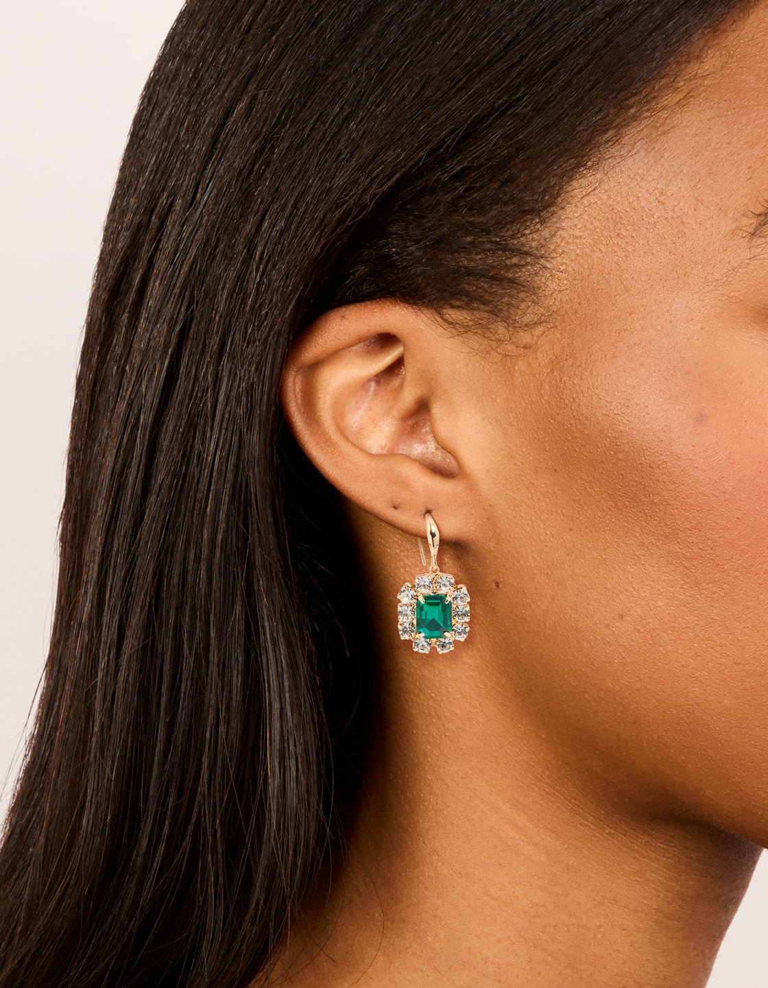 Gold Pink & Green Diamante Dainty Huggie Earrings 2-Pack